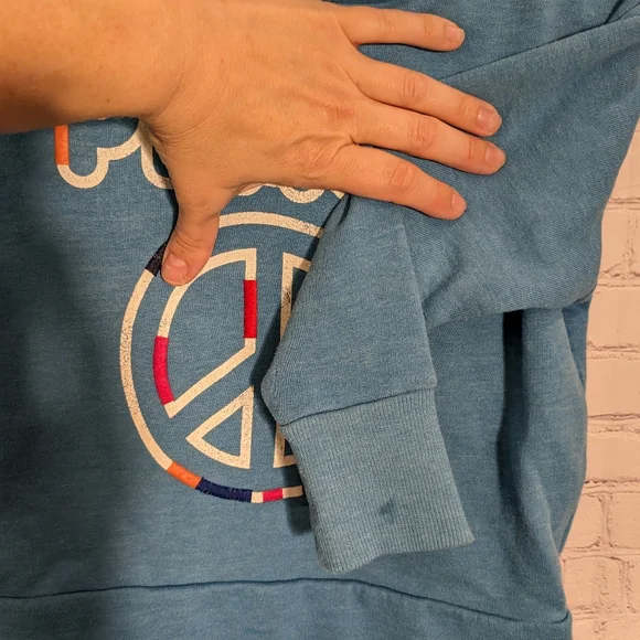 Gymboree PEACE Cropped Hooded Sweatshirt with Colorful Embroidery Girls' S 5/6 - Picture 5 of 9